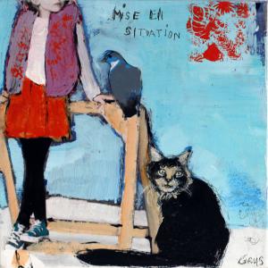 mise en situation mixed media on canvas 0,20x0,20