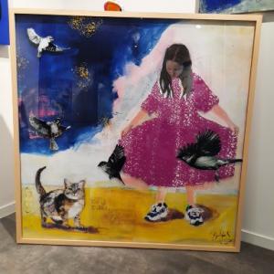 Spring impession sur plexi et technique mixte sur toile 1m20x1m20