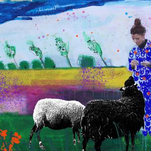 Landscape , 1mx1m50 technique mixte sur toile et impression sur plexi