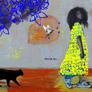 Follow you 1m50x1m mixed media on canvas et impression sur plexi