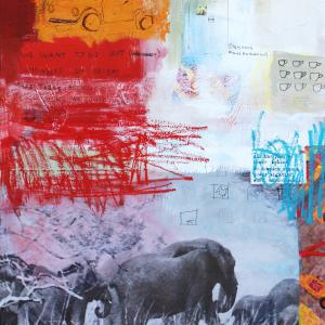 Aventure 2010 1mx1m50 acrylique, collage, oil sticks sur toile