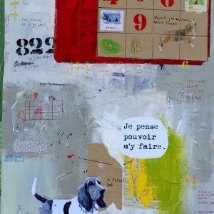 Resolution 2010 0,80x1m20 acrylique, collage, oil stick sur toile