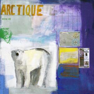 White 2011 1mx1m acrylique, collage , bâche rivetée sur toile