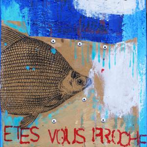 Burn out 2013  0,20x0,30 collage , acrylique et rivet sur toile