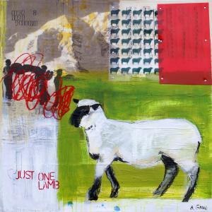 Mountain calling 2013 0,80x0,80 acrylique , plexi riveté et collage sur toile