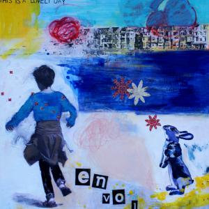 Envol 2014  1m20x1m30 acrylique, photocollage et Bâche sur toile