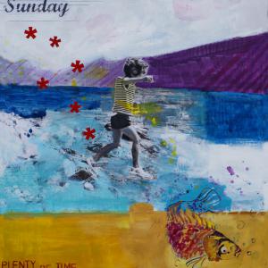 Summer time 2014  1mx1m10 acrylique , collage sur toile