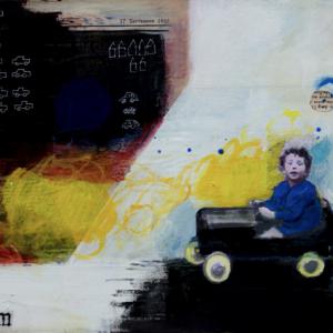 Traffic jam 1m50x0,70 technique mixte sur toile