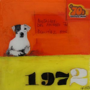 Peinture Originale Résine Époxy – "Nostalgie des Années 70" – 20x20 cm