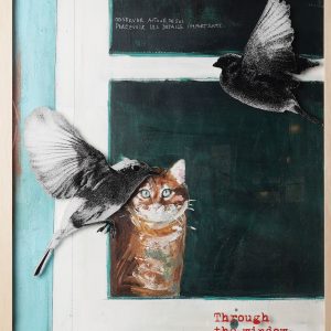 "Throught the window"       peinture sur toile avec plexi imprimé juxtaposé