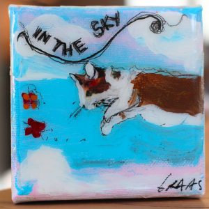 Peinture Acrylique Originale  Série "Happy cat " 10x10 cm